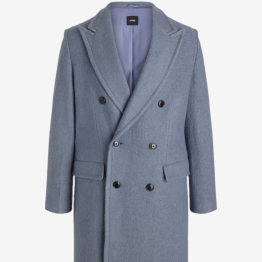 Express Double Breasted Textured Boucle Coat NWT